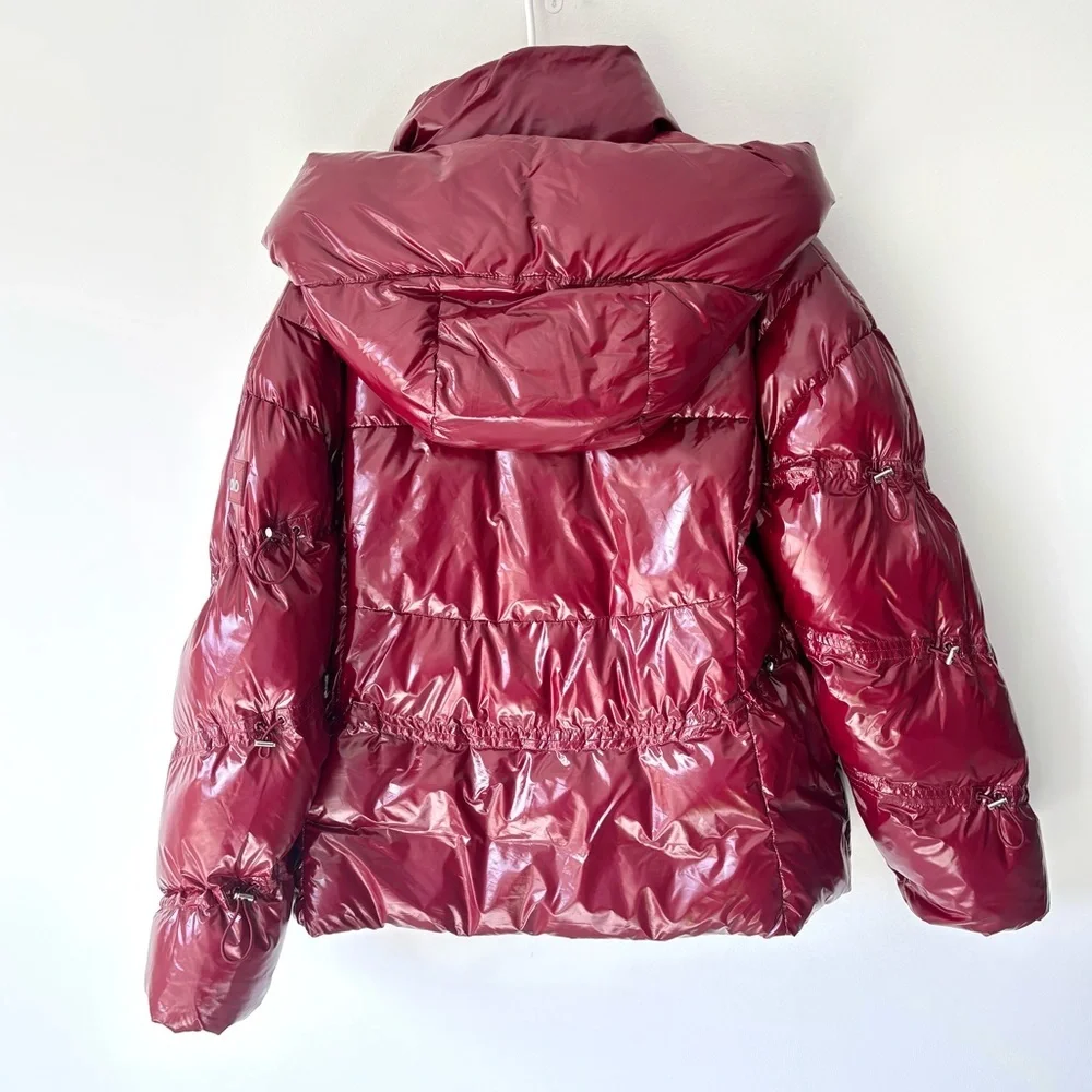 Alo Yoga Stunner Puffer Jacket Cranberry Red Winter Insulated Glossy Oversized